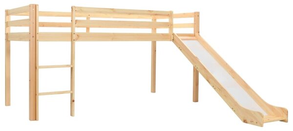 Cadru pat copii etajat cu tobogan și scară 97x208cm lemn de pin