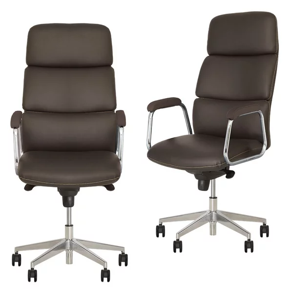 Set 2 scaune directoriale VEGAS, Brun inchis, piele ecologica