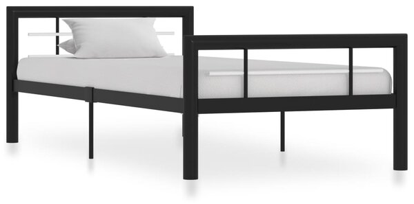 Cadru de pat negru și alb 90 x 200 cm metal