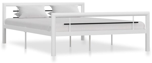Cadru de pat, alb și negru, 160 x 200 cm, metal