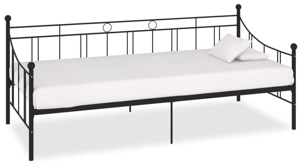 Cadru pat de zi negru 90 x 200 cm metal