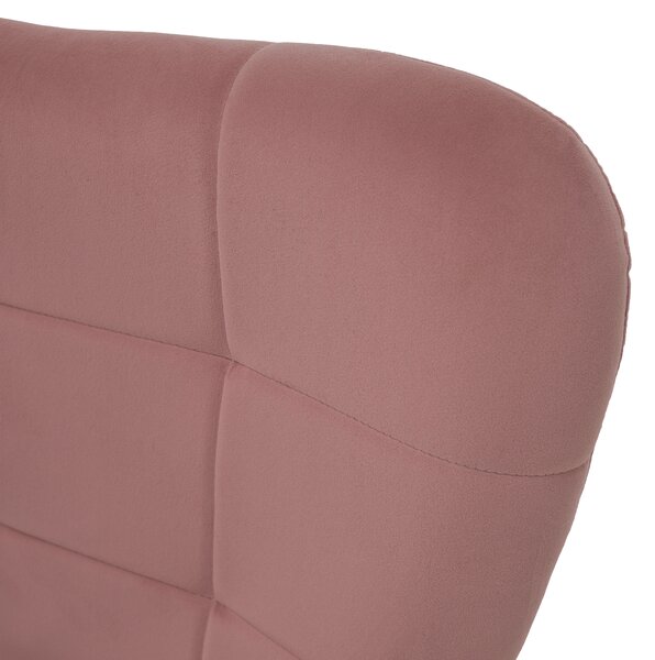 KONDELA Fotoliu cu suport pentru picioare, ţesătură Velvet roz/stejar, HABEN