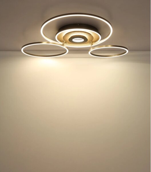 Globo 67824-60G - Plafonieră LED reglabilă MILES 60W/230V 80,8x99,2 cm alamă+telecomandă