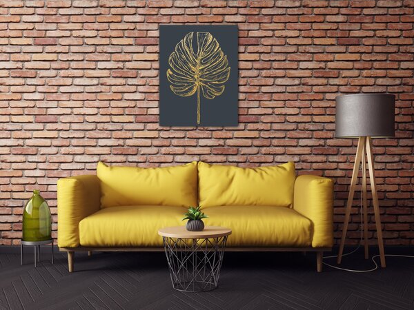 Impresi Tablou Golden leaf dark background - 70 x 90 cm