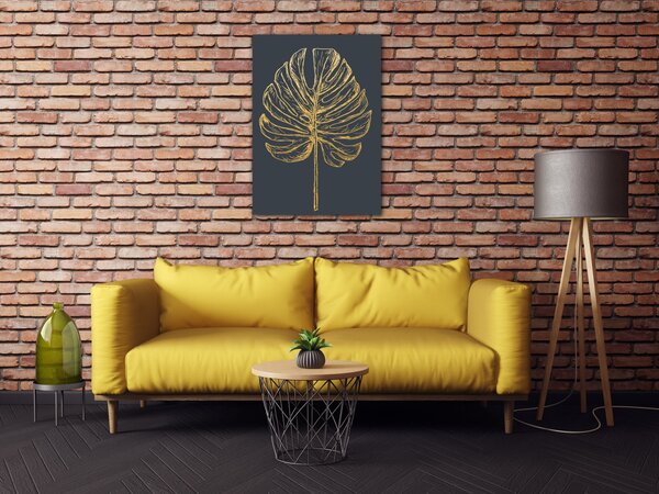 Impresi Tablou Golden leaf dark background - 50 x 70 cm