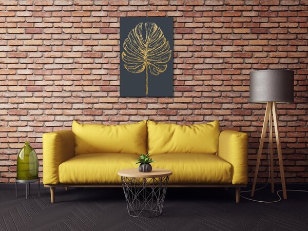 Impresi Tablou Golden leaf dark background - 60 x 40 cm