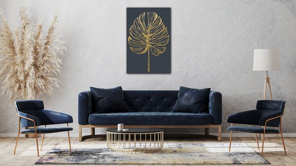 Impresi Tablou Golden leaf dark background - 60 x 40 cm