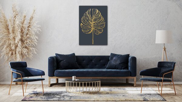 Impresi Tablou Golden leaf dark background - 50 x 70 cm