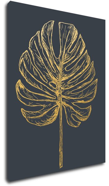 Impresi Tablou Golden leaf dark background - 70 x 90 cm