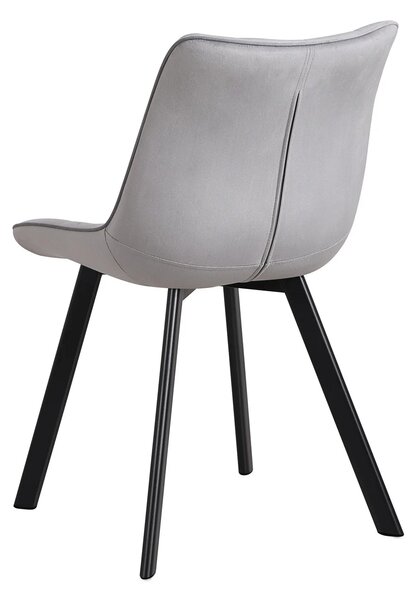 Scaun tapitat MEL, gri deschis/negru, stofa catifelata/metal, 47x56x84