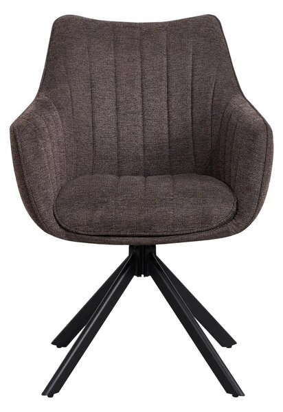 Scaun rotativ ASTON, maro/negru, stofa/metal, 61x44x86 cm