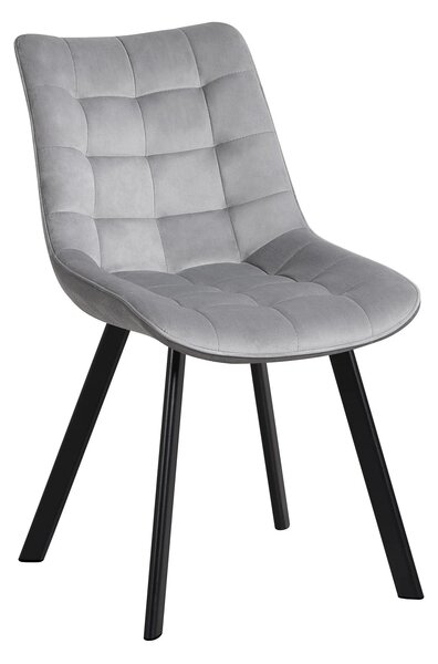 Scaun tapitat MEL, gri deschis/negru, stofa catifelata/metal, 47x56x84