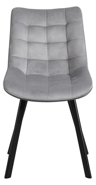 Scaun tapitat MEL, gri deschis/negru, stofa catifelata/metal, 47x56x84