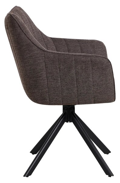 Scaun rotativ ASTON, maro/negru, stofa/metal, 61x44x86 cm