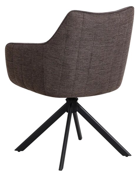 Scaun rotativ ASTON, maro/negru, stofa/metal, 61x44x86 cm