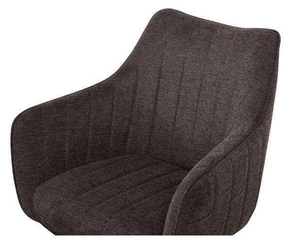 Scaun rotativ ASTON, maro/negru, stofa/metal, 61x44x86 cm