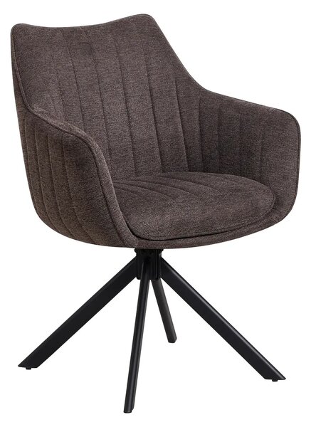 Scaun rotativ ASTON, maro/negru, stofa/metal, 61x44x86 cm