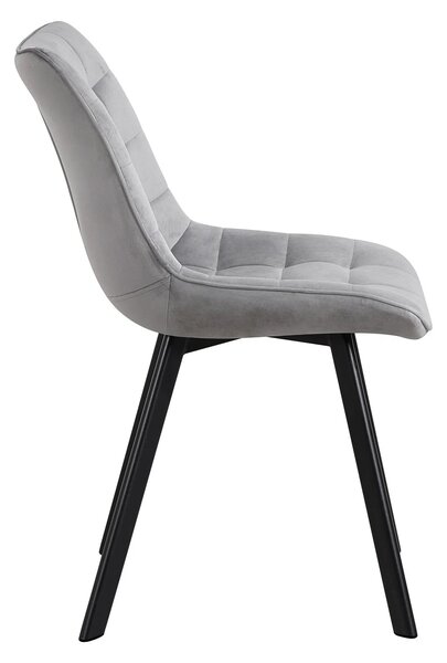 Scaun tapitat MEL, gri deschis/negru, stofa catifelata/metal, 47x56x84