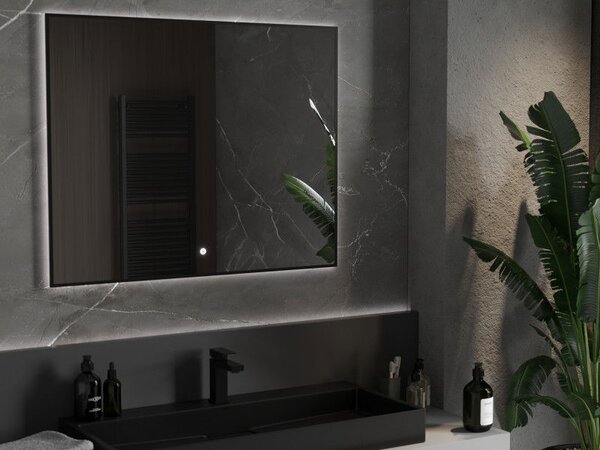 Mexen Erma, oglinda baie LED cu iluminare din spate si rama neagra 100x80 cm, 6000K, anti-aburire, 9814-100-080-611-70
