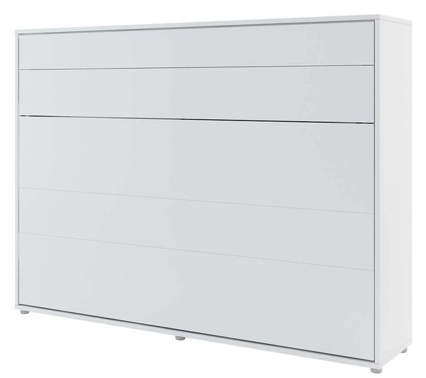 Pat rabatabil pe perete, cu mecanism pneumatic si somiera inclusa, Bed Concept Horizontal Alb Mat, 200 x 140 cm
