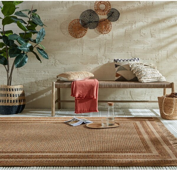 Covor pentru exterior și interior în culoare naturală 120x170 cm Layla Border – Flair Rugs