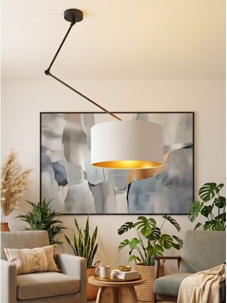 Lustră LED reglabilă pe tijă GORTA 1xE27/60W/230V alb/auriu
