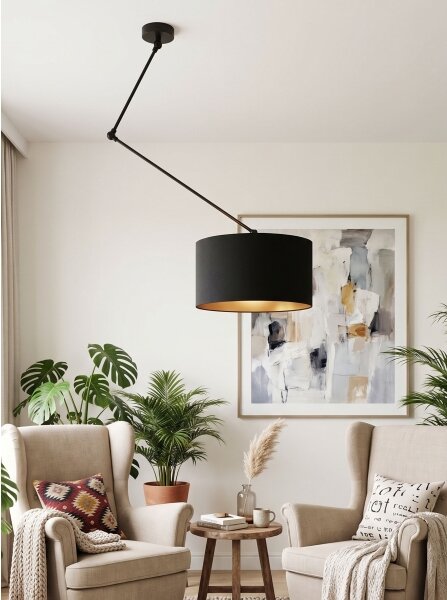 Lustră LED reglabilă pe tijă GORTA 1xE27/60W/230V negru/auriu