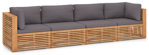 Canapea modulara pentru gradina / terasa, 4 locuri, Jayson Natural / Gri Inchis, l280xA70xH60 cm