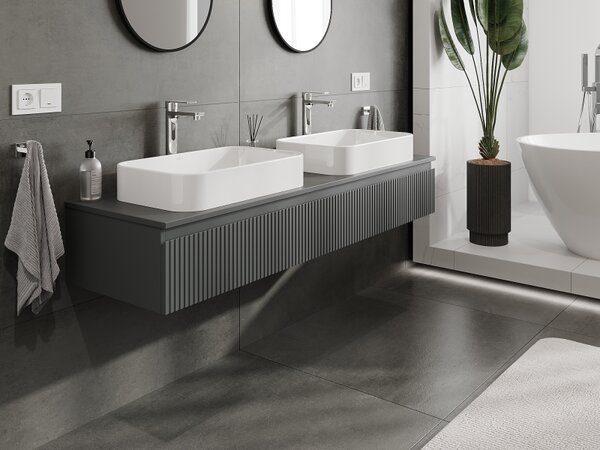 Mexen Rivel, mobilier baie 160 cm, 1 sertar, canelat, grafit mat, 91A20-16023-1-BF66