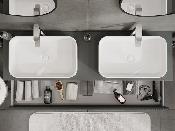 Mexen Rivel, mobilier baie 160 cm, 1 sertar, canelat, grafit mat, 91A20-16023-1-BF66