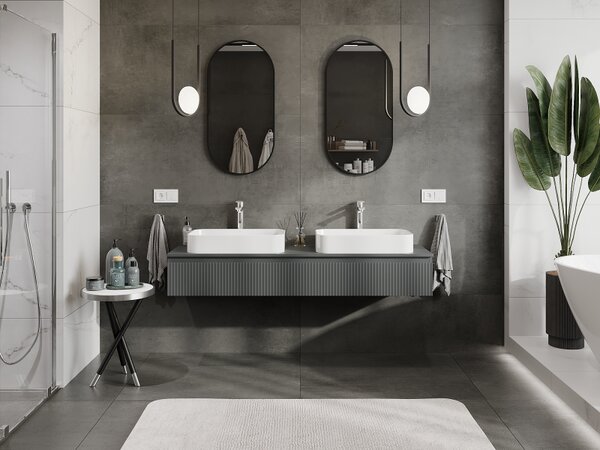 Mexen Rivel, mobilier baie 160 cm, 1 sertar, canelat, grafit mat, 91A20-16023-1-BF66