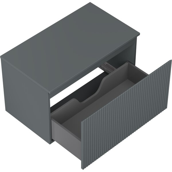 Mexen Rivel, mobilier de baie 80 cm cu blat, 1 sertar, canelat, grafit mat, 91A20-08047-1-BFC66