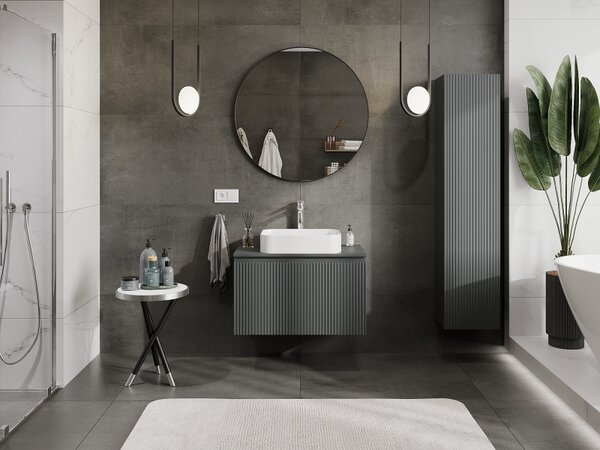 Mexen Rivel, mobilier baie 80 cm, 1 sertar, canelat, grafit mat, 91A20-08047-1-BF66