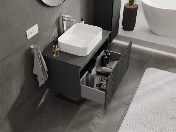 Mexen Rivel, mobilier baie 80 cm, 1 sertar, canelat, grafit mat, 91A20-08047-1-BF66