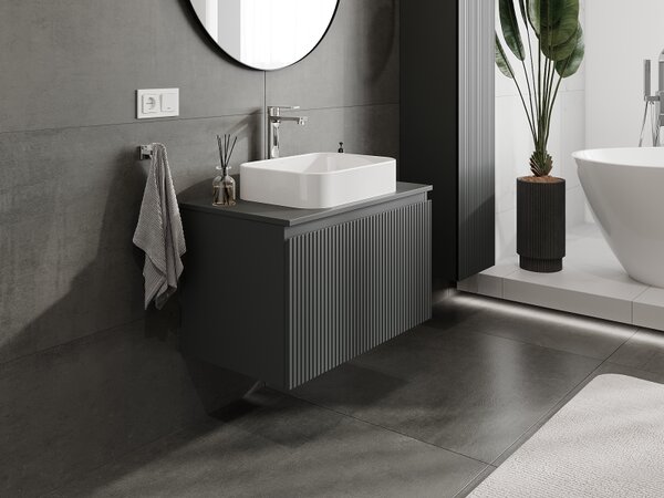 Mexen Rivel, mobilier baie 80 cm, 1 sertar, canelat, grafit mat, 91A20-08047-1-BF66