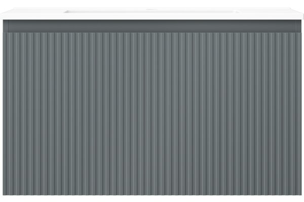 Mexen Rivel, mobilier de baie 80 cm cu lavoar Otis, 1 sertar, canelat, grafit mat/alb mat, 91A20-08047-1-BF66-W18M01