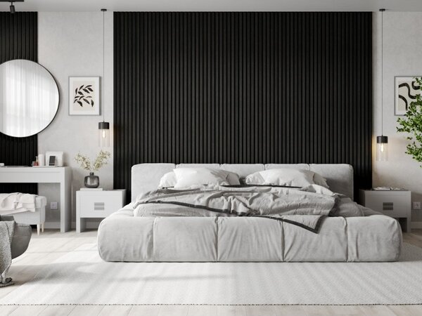 Mexen Lam-F, lamele acustice de perete 275 × 30 cm, suport din fetru 8 mm, furnir tehnic, stejar negru argintiu, S105-275307-3015-025