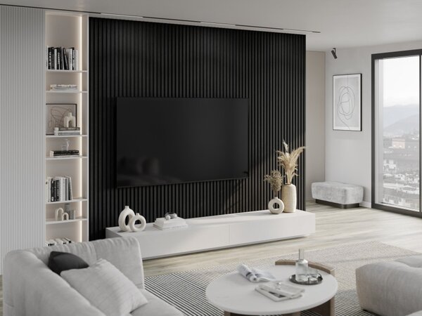 Mexen Lam-F, lamele acustice de perete 275 × 30 cm, suport din fetru 8 mm, furnir tehnic, stejar negru argintiu, S105-275307-3015-025