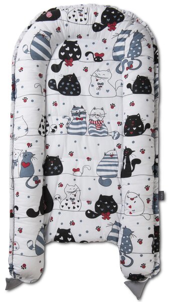 Cosulet bebelus pentru dormit Kidizi Baby Nest Cocoon 90x50 cm Happy Kitten