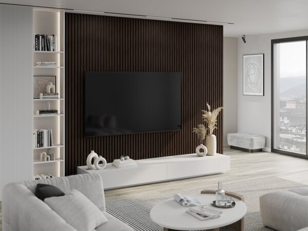 Mexen Lam-F, lamele acustice de perete 275 × 30 cm, suport din fetru 8 mm, furnir tehnic, maro abanos, S105-275307-3015-022
