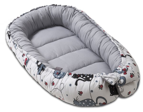 Cosulet bebelus pentru dormit Kidizi Baby Nest Cocoon 90x50 cm Happy Kitten