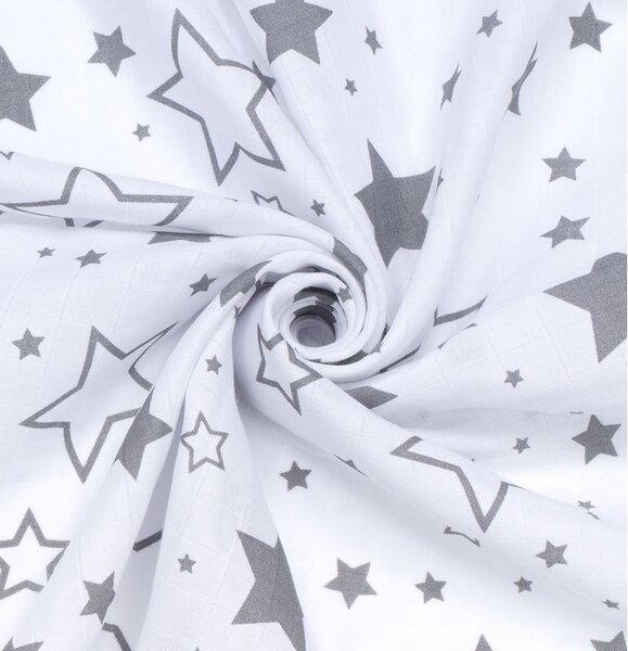 Paturica dubla de muselina 78x78 cm Kidizi Galaxy Grey, 100% bumbac