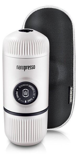 Aparat de cafea portabil Wacaco Nanopresso (alb) + carcasă solidă