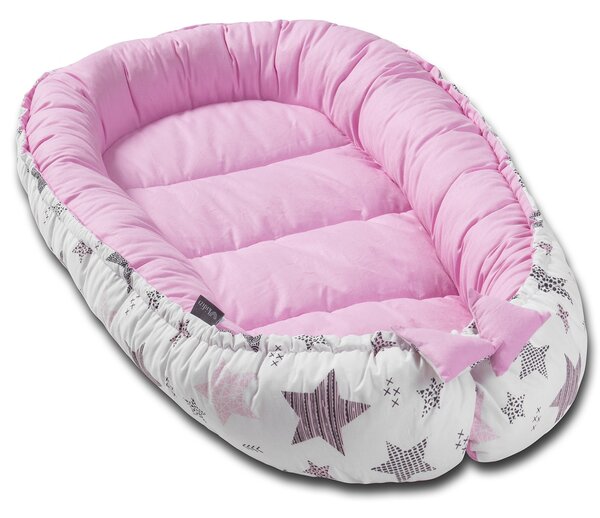 Cosulet bebelus pentru dormit Kidizi Baby Nest Cocoon 90x50 cm Pink Stars