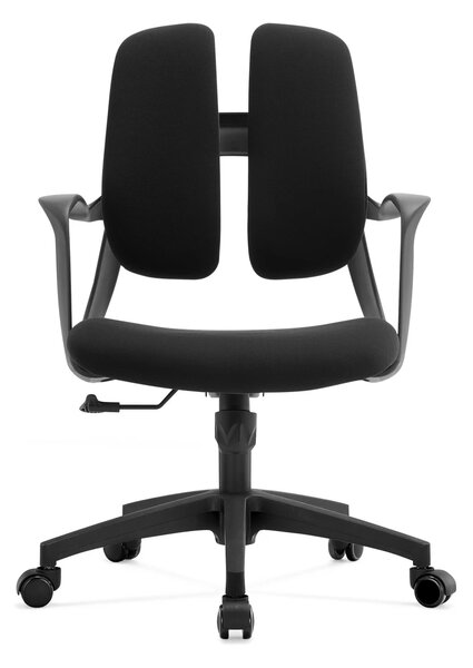 Scaun ergonomic Victor-M, mecanism multifunctional, suport lombar dublu, material textil, Negru