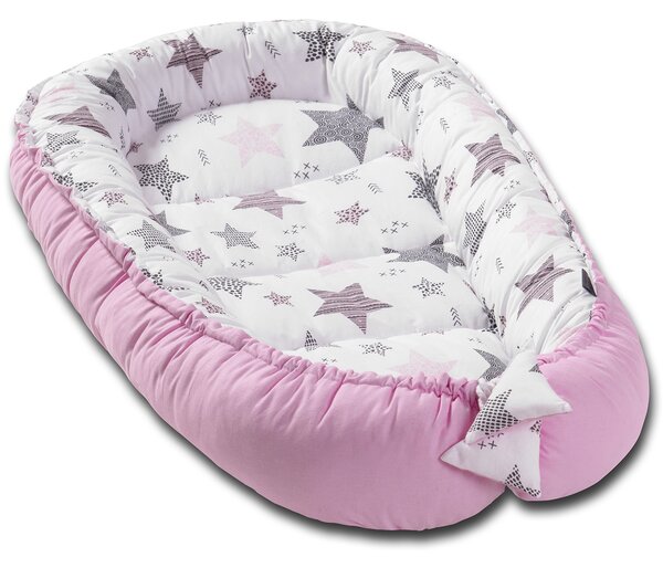 Cosulet bebelus pentru dormit Kidizi Baby Nest Cocoon 90x50 cm Pink Stars