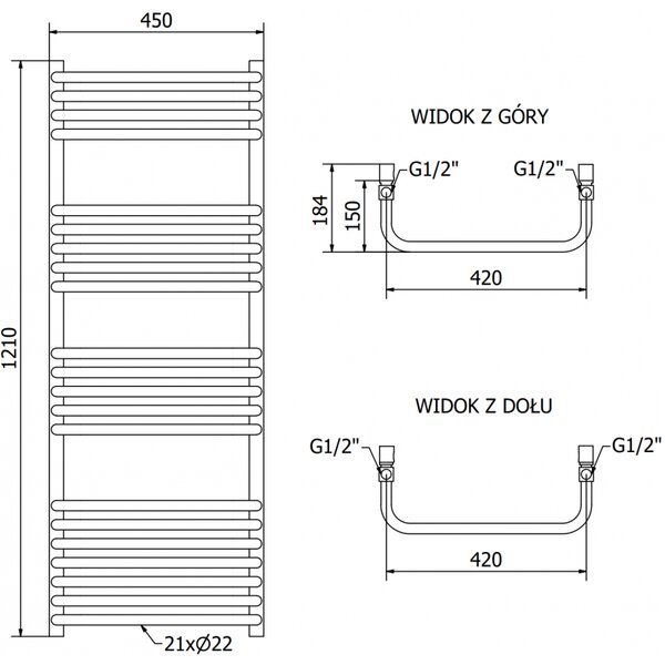 Mexen Apollo, element electric de încălzire 1210x450 mm + tijă de încălzire 600 W, alb, W117-1210-450-2600-20
