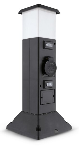 Brilagi - Lampă de exterior cu 2 prize SCHUKO, soclu 1xE14/15W/230V, IP44, neagră