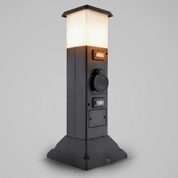 Brilagi - Lampă de exterior cu 2 prize SCHUKO, soclu 1xE14/15W/230V, IP44, neagră