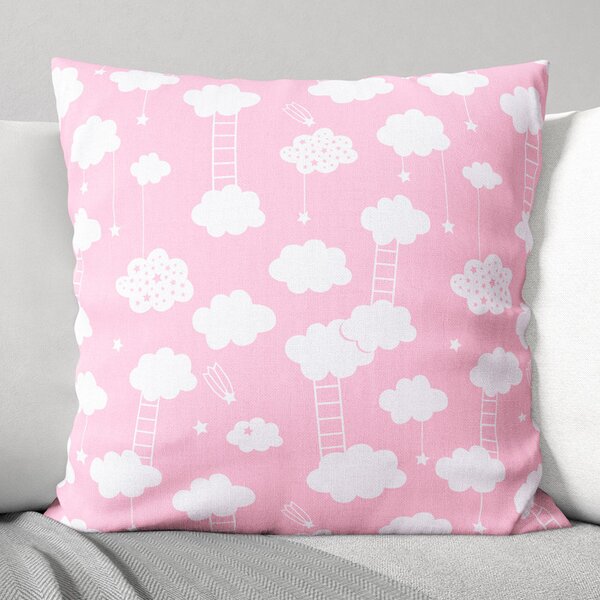 Goldea față de pernă din bumbac pentru copii - nori pe roz deschis 45 x 45 cm